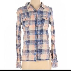 S Pink Plaid Long Sleeve Button-Down Cowgirl Shirt